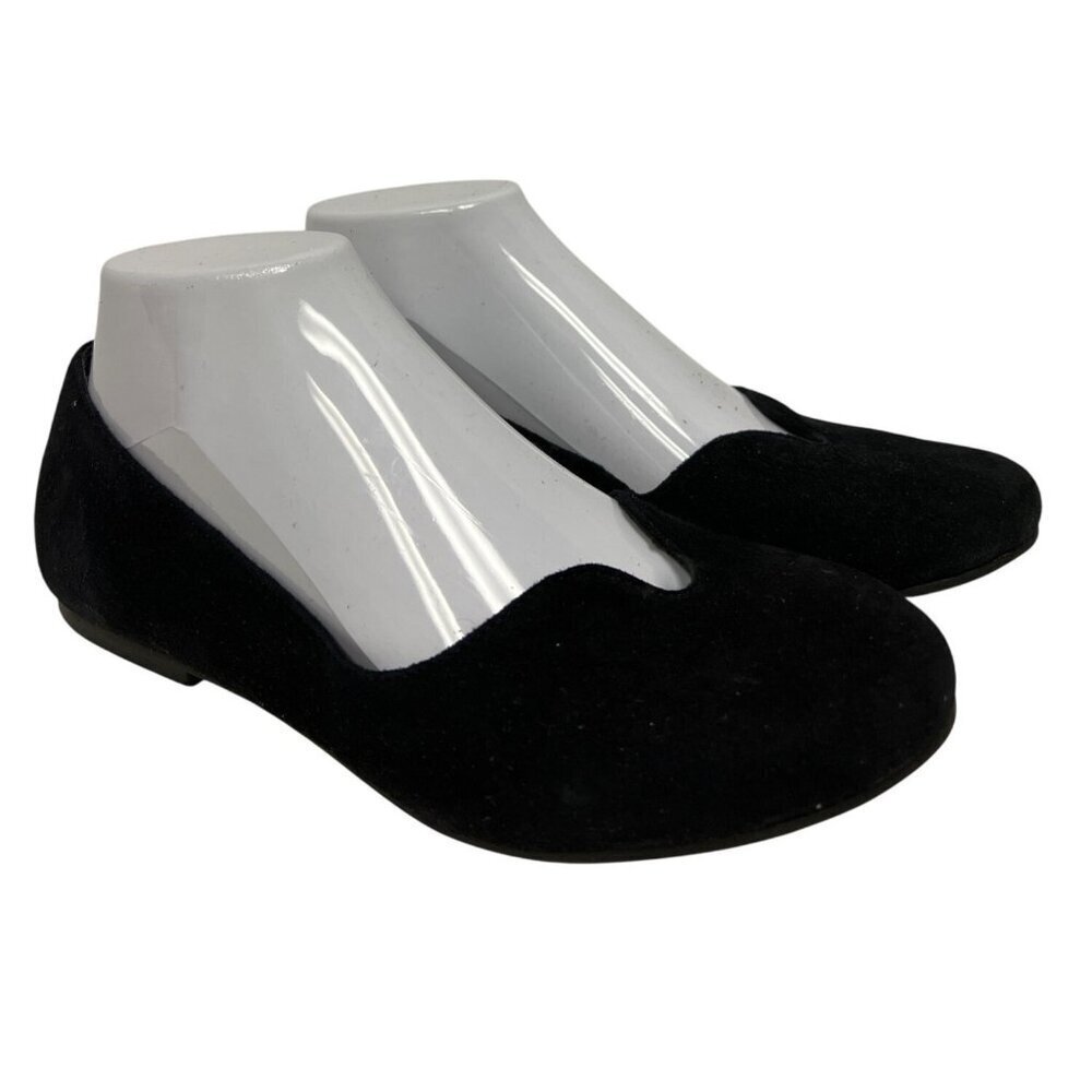 Rebecca Allen Women's Notch Ballet Black Flats Slip On Suede Shoes Size 7 NEW